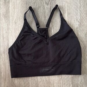 PINK Victoria's Secret Black Ribbed Sports Bra